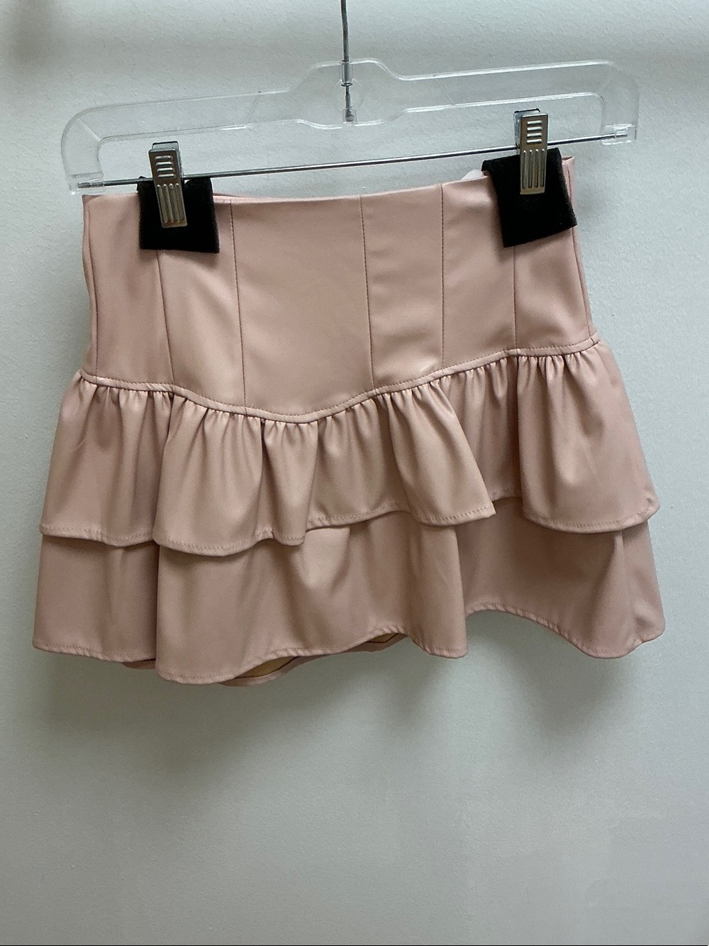 FAUX LEATHER SKIRT - PINK